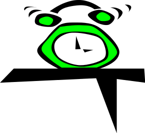 Sleep deprivation represented by a cartoon of an alarm clock (the old horrible ones with a hammer hitting small bells)